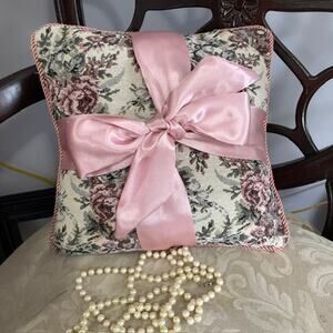 Vintage Floral Tapestry Ring Bearer Pillow Throw Pillow Shabby Chic Cottagecore